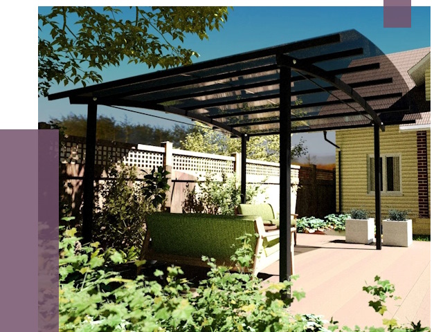 Навесы для террасы в Донском от 12918 руб. под ключ | ПРОЛЁТ-Днс